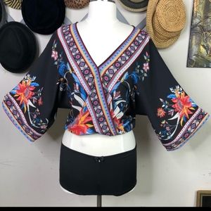Flying Tomato kimono floral blouse large